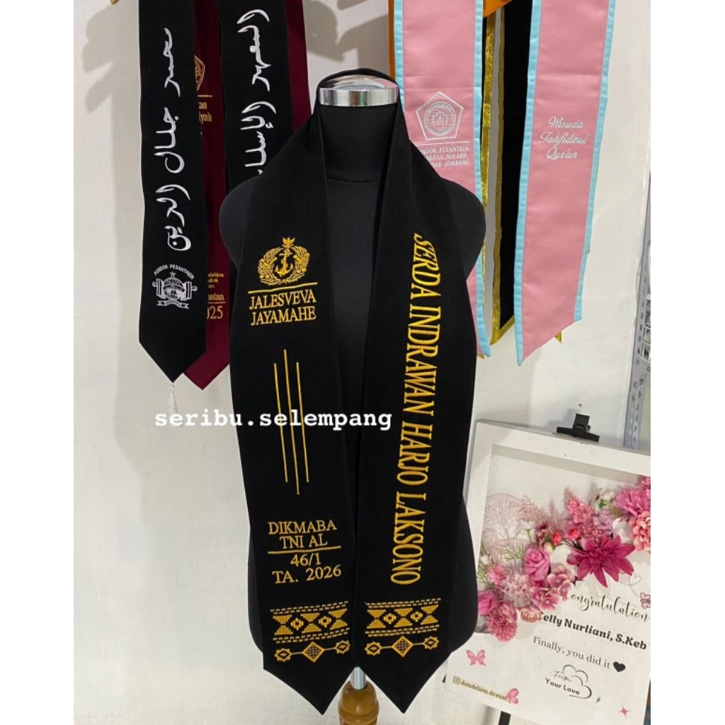 Selempang Wisuda Pelantikan TNI | Selempang Wisuda Pelantikan + Batik Songket (2 lapis premium)