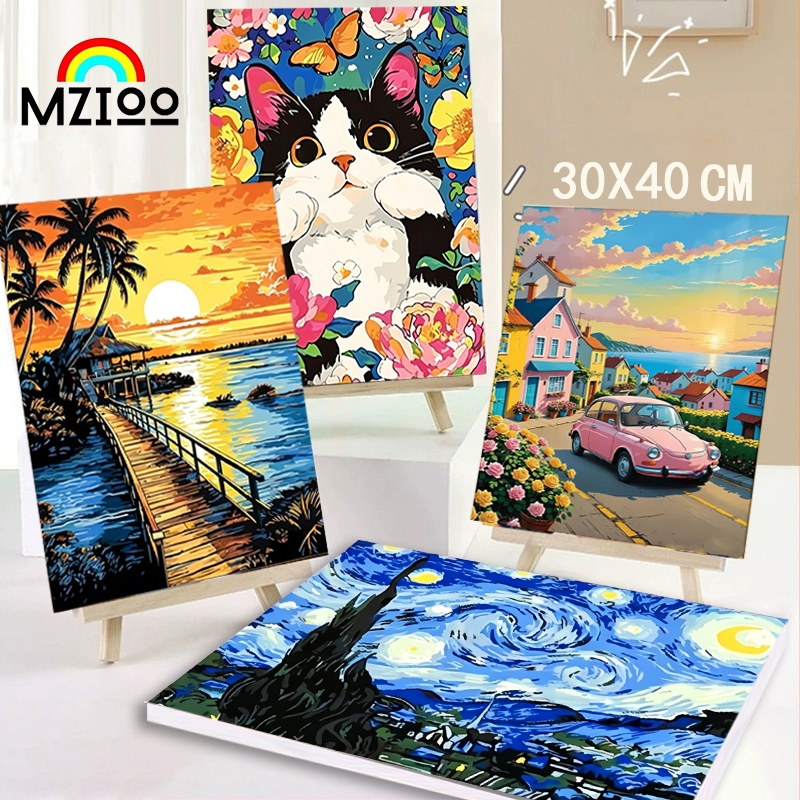 Paint By Number 30x40 Painting Kit Canvas Paint Kit Digital Aesthetic Kanvas Lukis