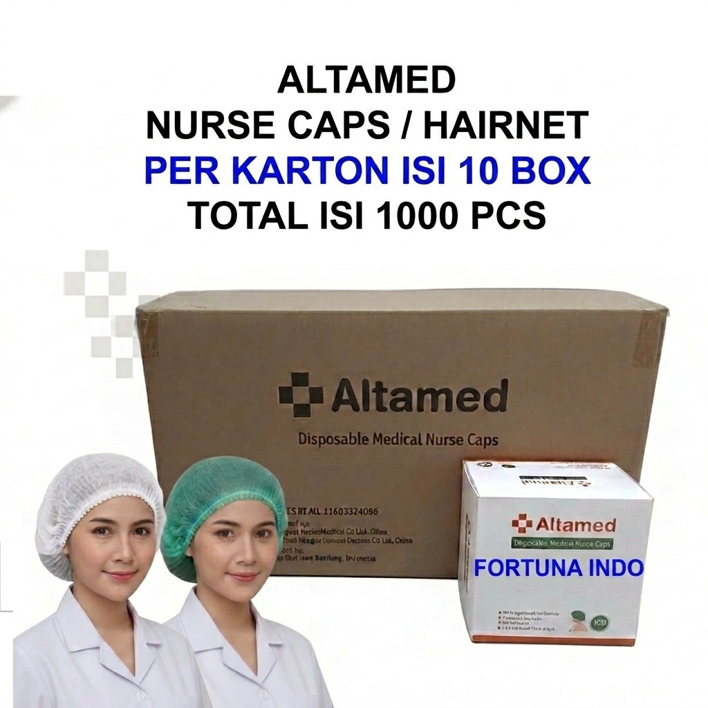 [KARTON] Altamed Surgical Disposable Nurse Cap Hairnet / Pelindung Penutup Kepala Rambut Medis / MBG
