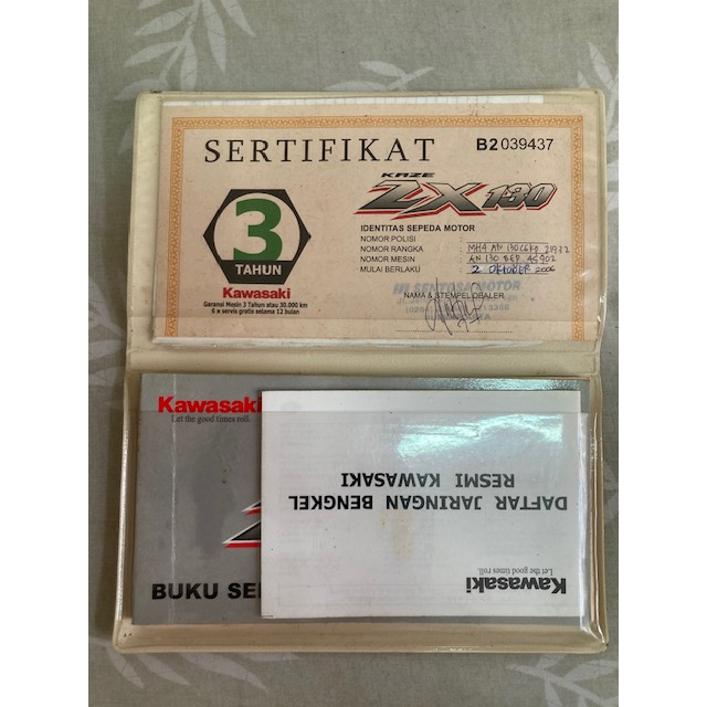 Kawasaki Buklet Buku Service Motor ZX130 Bekas