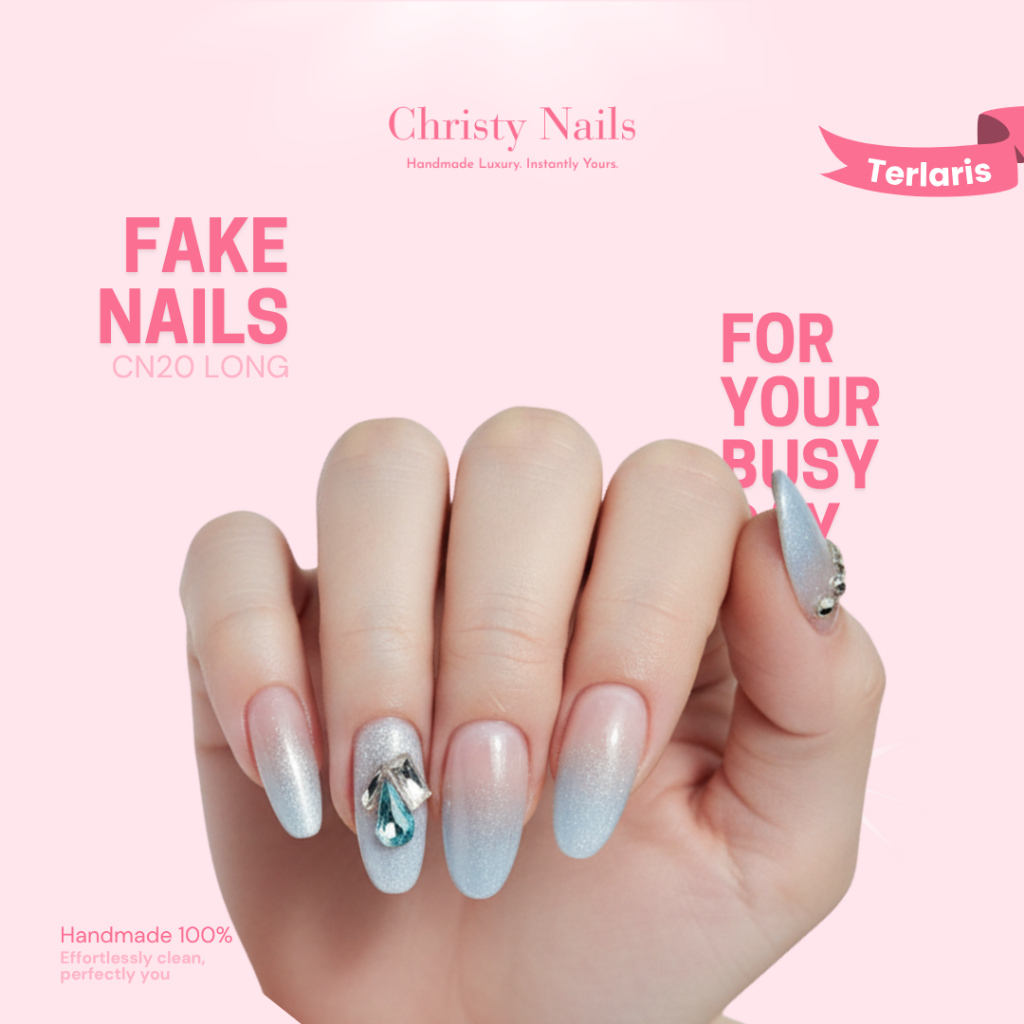 [HANDMADE DAILY] CN20 LONG Kuku Palsu Pendek Natural Aesthetic - Korean Fake Nails Handmade Short Ov