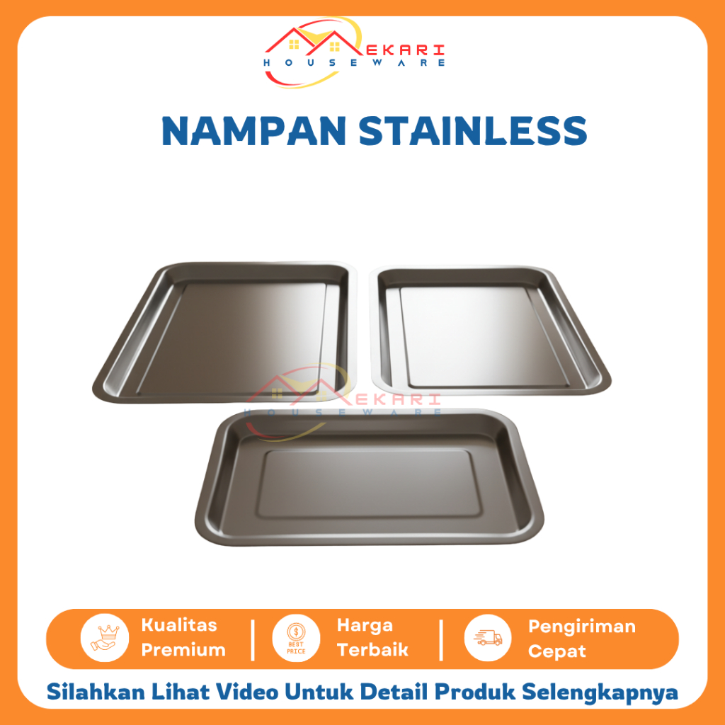 Nampan Stainless Steel Ceper Persegi Baking Tray Serbaguna Makanan Prasmanan Penyajian Makanan Tebal