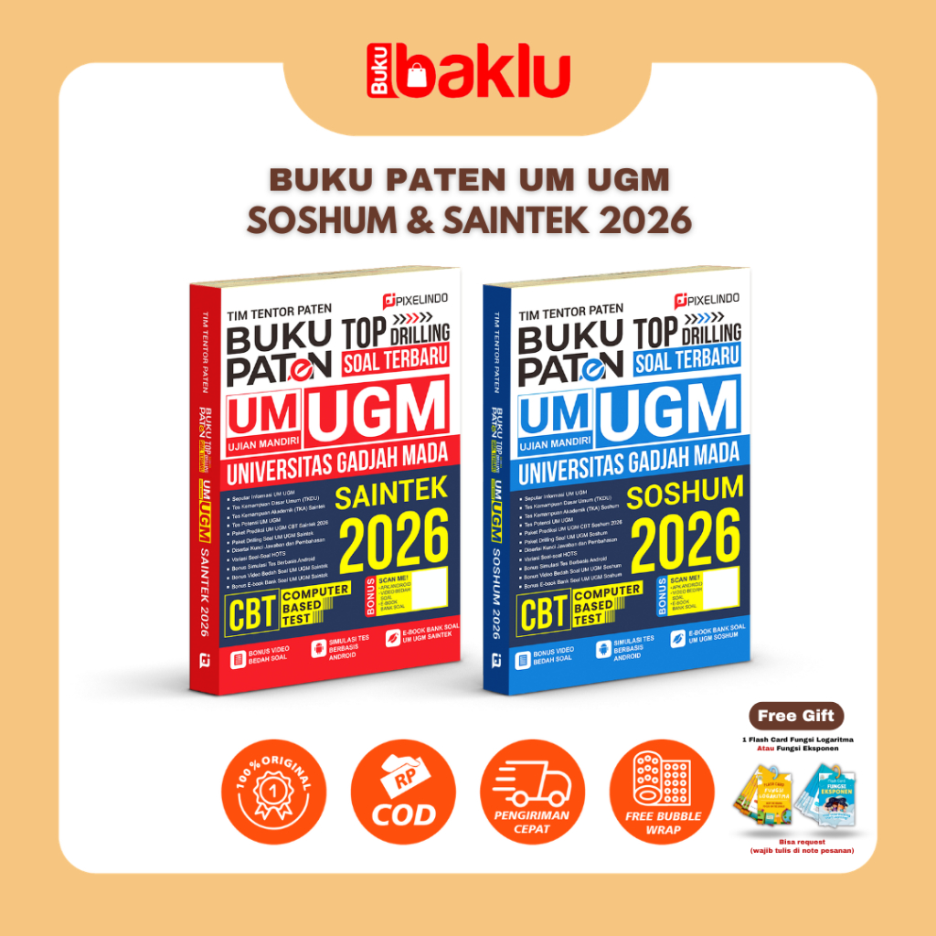 Buku Paten UM UGM Soshum & Saintek 2026 Drilling Soal Untuk Seleksi Ujian Mandiri UGM Pixelindo