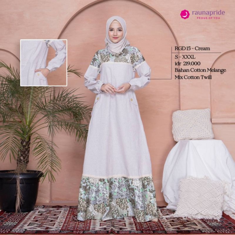 DISKON Rauna Gamis Wanita Dewasa RGD 15 Cream