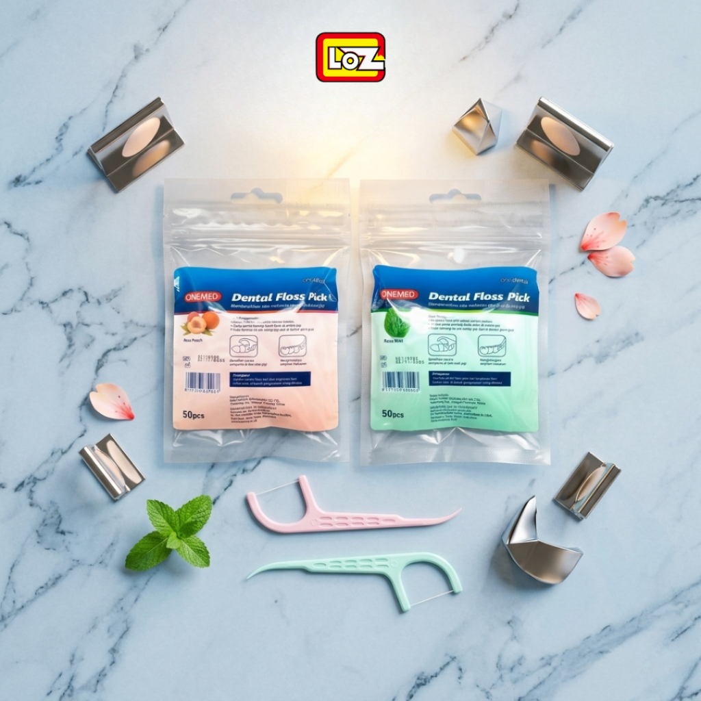 ONEMED - Dental Floss Toothpick Refill Isi 50pcs Benang Gigi Pembersih Gusi