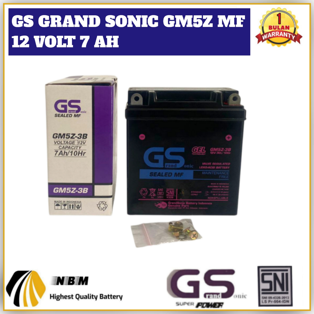 Aki Motor Supra X/FIT lama/Honda Grand/Legenda/Mega pro Primus GS Grand Sonic GM5Z Aki kering 7 AH
