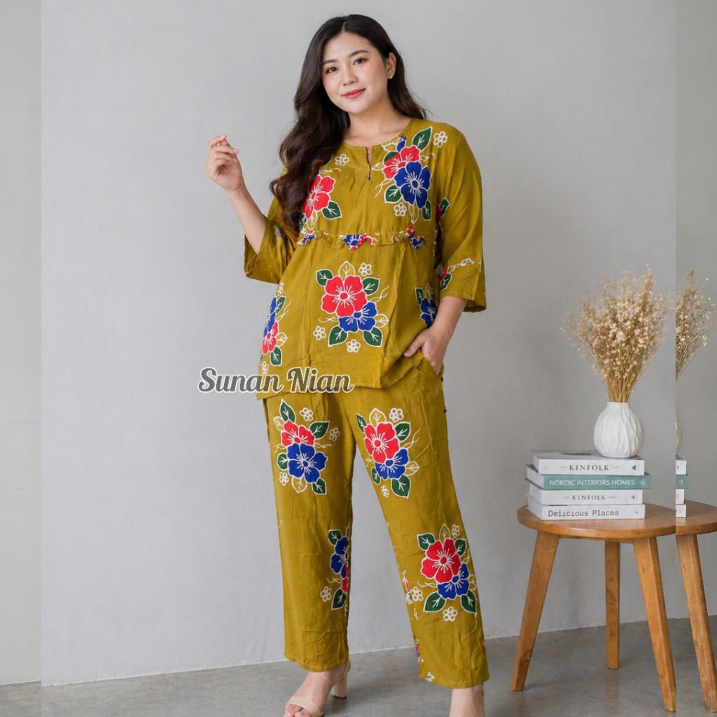 Setelan wanita busui one set wanita kekinian setelan batik wanita Ld 110 CP motif sunan terbaru