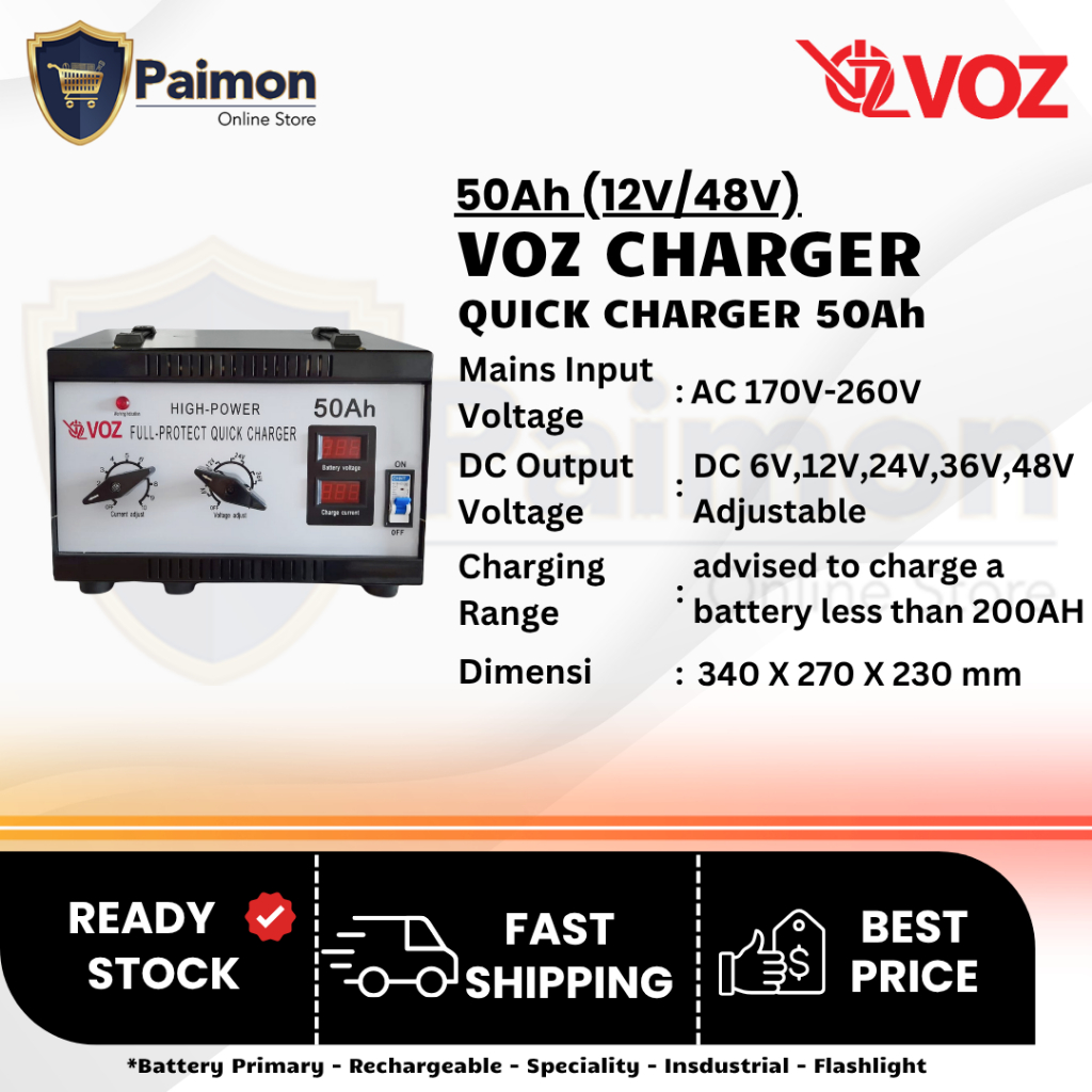 Voz Charger Aki 50A  - Charger Aki Mobil - Charger Solar Cell - Charger Battery Aki 50A