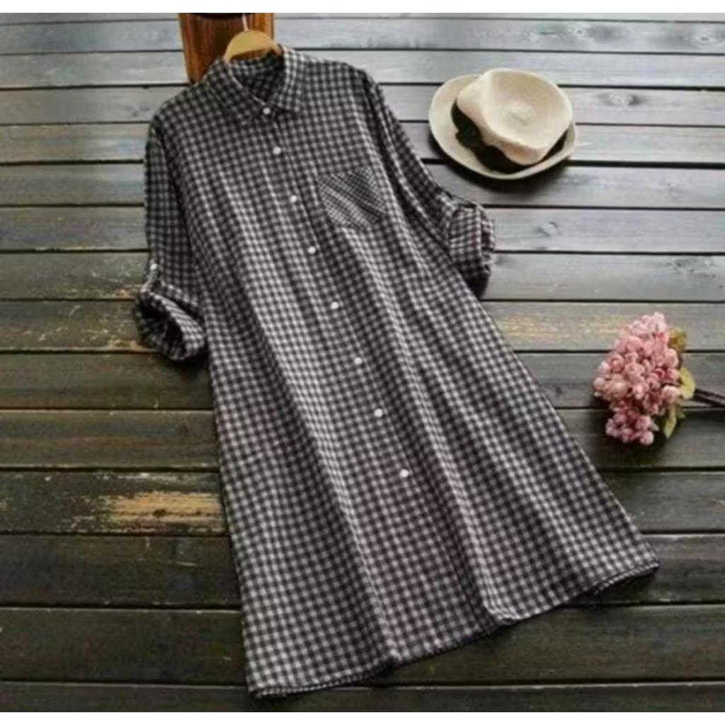 TUNIK WANITA ALENA BLOUSE TUNIK WANITA KEKINIAN BAHAN KATUN KOTAK SIZE L XL XXL