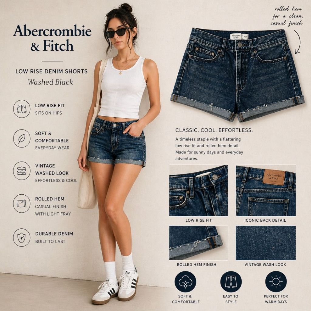 Preloved Abercrombie and Fitch Highwaist Celana Pendek Shorts Denim Jeans Celpen