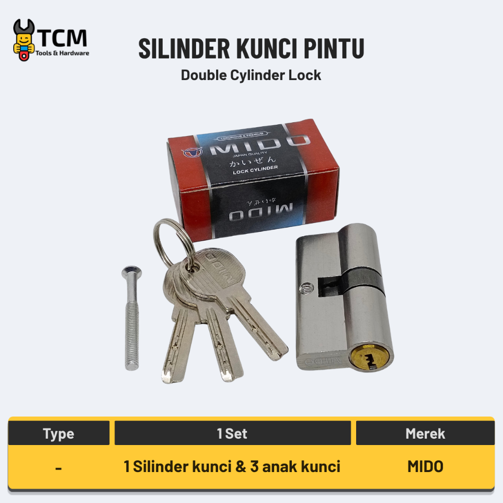 Silinder Kunci Pintu 60 mm Mido / Jantung Kunci Cylinder Pintu