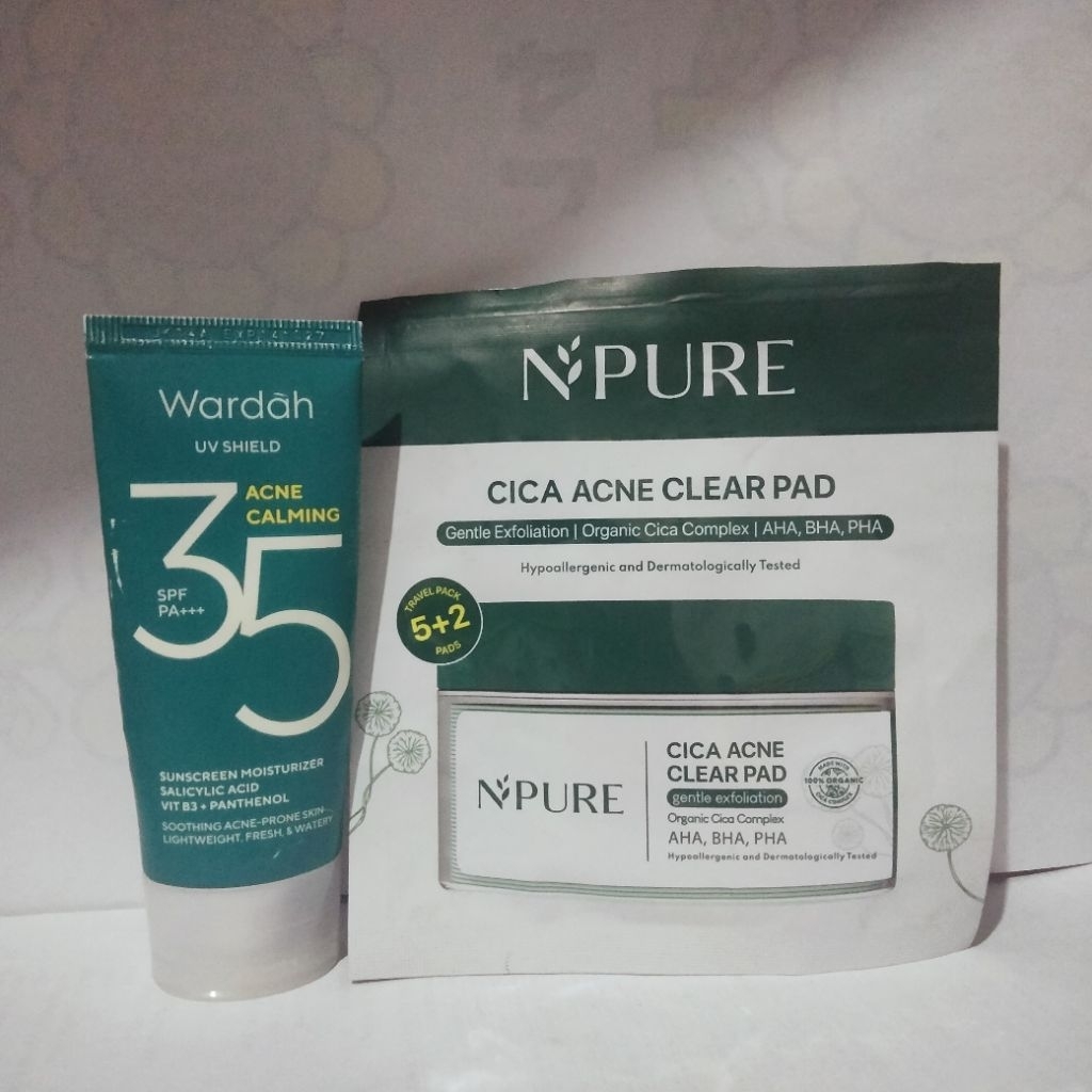 [PRELOVED] Bundle NPURE Cica Acne Clear Pad Travel Pack + Wardah ACNE CALMING SUNSCREEN SPF 35 PA+++