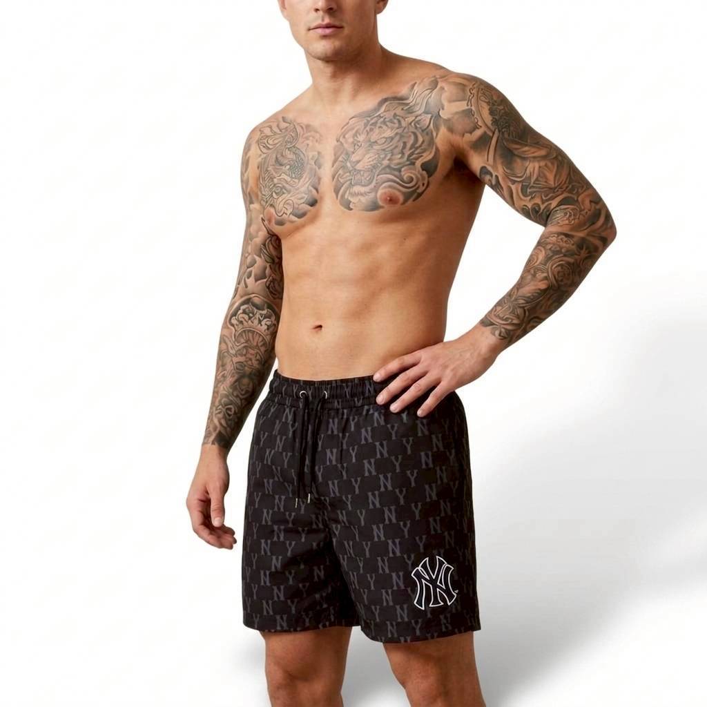 CELANA PENDEK SHORT PANTS SWEATPANTS NEW ERA NY YANKEES NEW YORK FULL PRINT HITAM