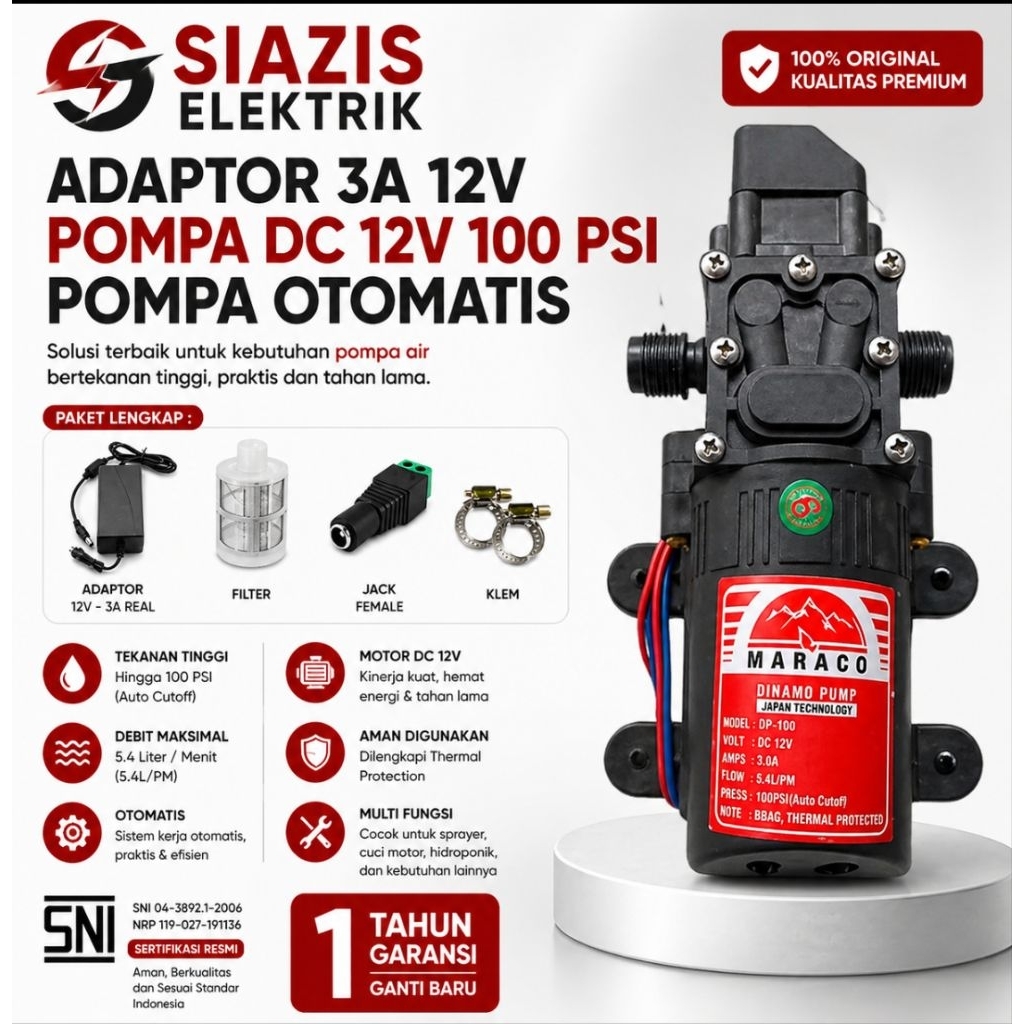 POMPA DC 12V DINAMO SOCK-SOCK Drat 100PSI MRC ( POMPA AIR DC 12V 100PSI / DINAMO PUMP SPRAYER / CUCI