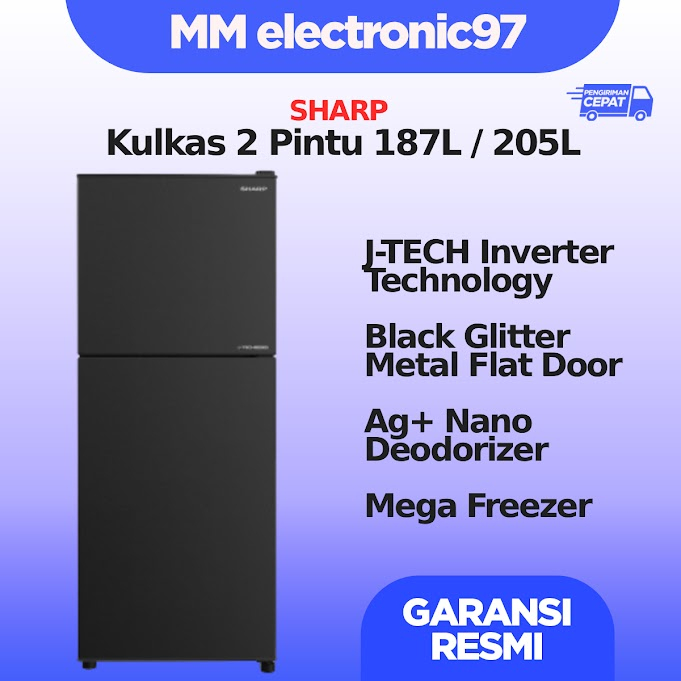 Kulkas Sharp 2 pintu inverter J-TECH Inverter SJ-246SI-GK (Low watt)