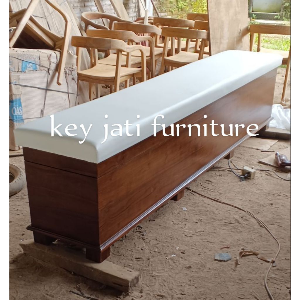 Bangku sofa peti penyimpanan serbaguna kayu jati