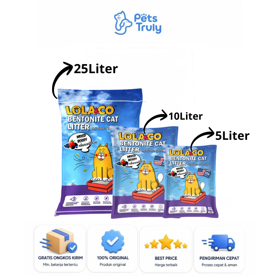 PASIR GUMPAL WANGI LOLA & CO 25LITER- Pasir Gumpal kucing wangi