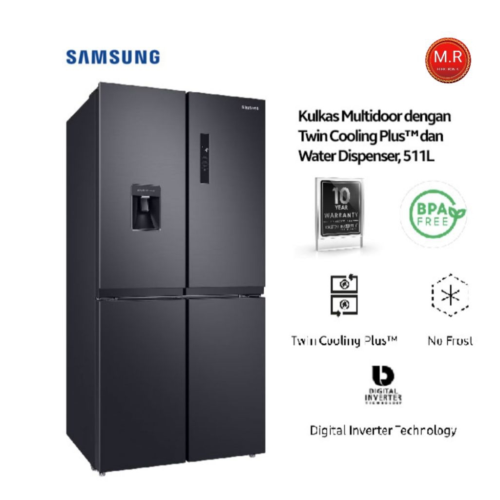 KULKAS SAMSUNG 4 PINTU DISPENSER RF48A4010B4/SE DIGITAL INVERTER GARANSI RESMI 20 TAHUN