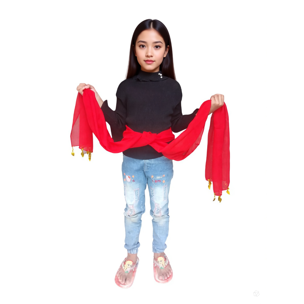Selendang Tari Anak & Remaja 210x35 cm - Desain Ronce Payet, Beragam Warna, Cocok untuk Usia SD