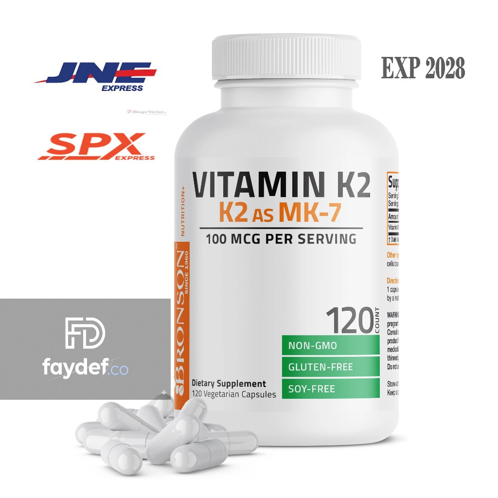 Bronson Vitamin D3 K2 5000 IU/10.000 IU asli USA (isi 120/250 kapsul) 
