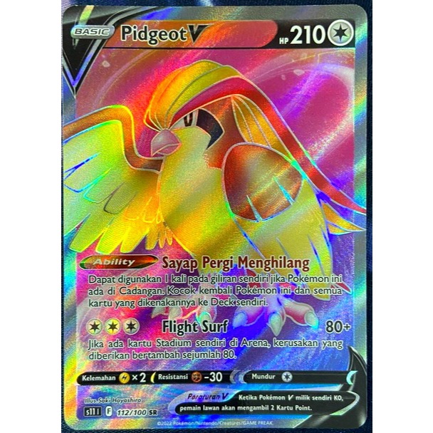 TCG Pidgeot V SR Indo 112/100 HITAM PUTIH KARTU CARD POKEMON INDONESIA