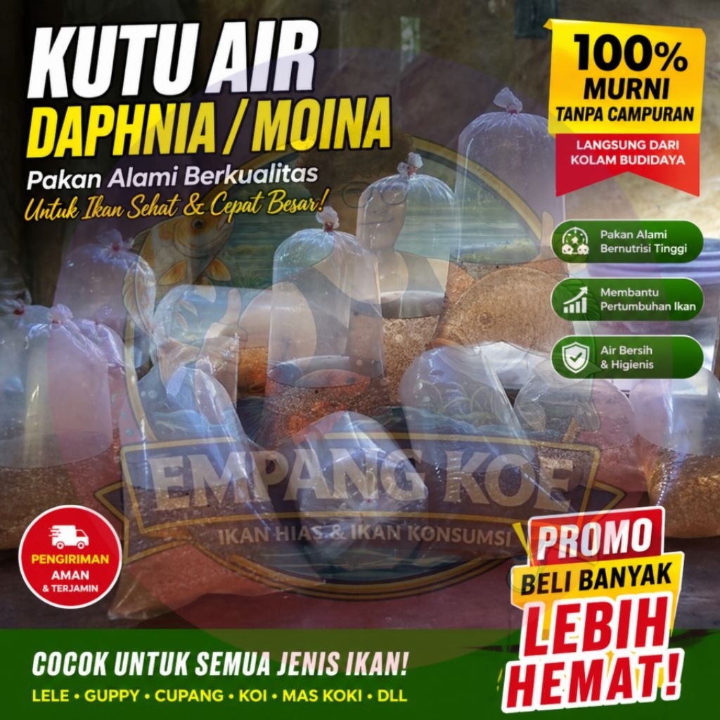 Kutu Air Daphnia Moina Hidup Segar Full 2 Sdm Pakan Ikan Cupang Guppy Koi Lele Burayak Protein Tingg