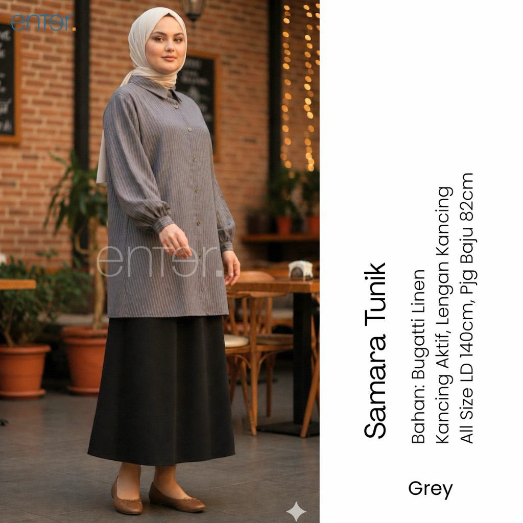 SAMARA TUNIK ENTER / ATASAN KATUN SALUR / LINEN KATUN JUMBO LD 140 / LONG TUNIK