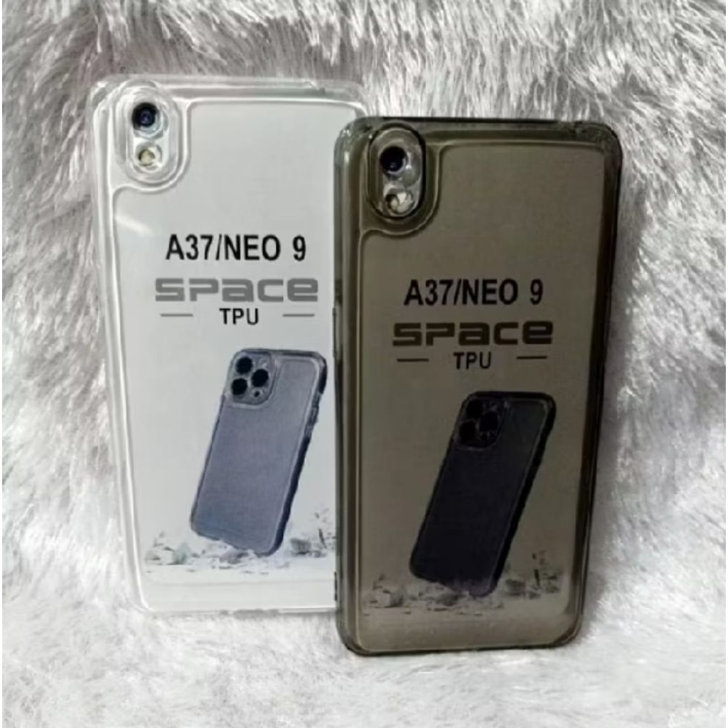 Casing Oppo A37/Neo9//A38 4G/A18 4G Silikon Bening Hitam Transparan - Perlindungan Kamera, Anti Gore