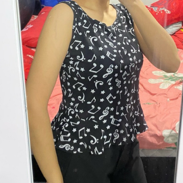 Baju Atasan Sexy CropTop Hitam Putih