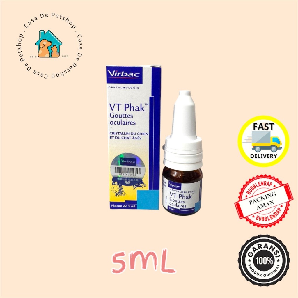 Virbac VT Phak Eye Drops (5 ML) - Tetes Mata Anjing & Kucing Tua / Senior Cats & Dogs Katarak