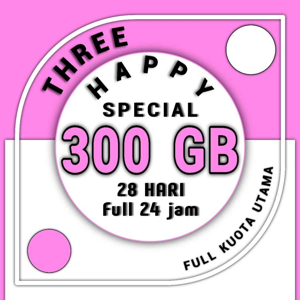 HOT PROMO ISI ULANG KUOTA THREE TRI 3 HAPPY 300 GB 28 HARI TERMURAH