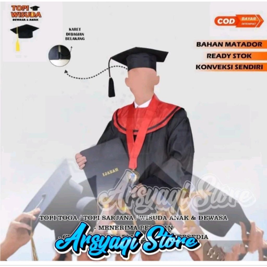 TOPI TOGA WISUDA I TOGA TOGA SARJANA I TOPI TOGA ANAK TK, PAUD, SD, SMP, SMA, MAHASISWA/WI
