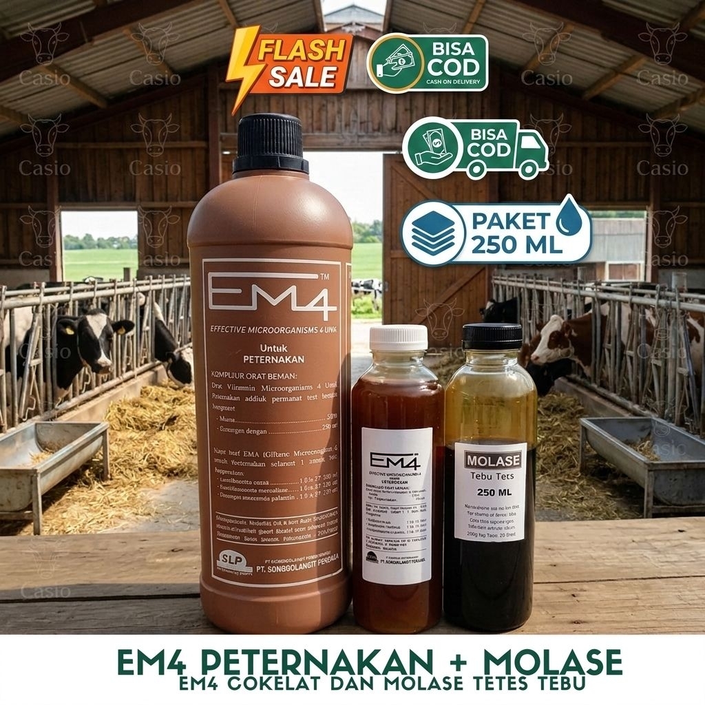 EM4 Peternakan 250gr + Molase 250 gr - EM4 Coklat + Molase Menjaga Metabolisme Ternak