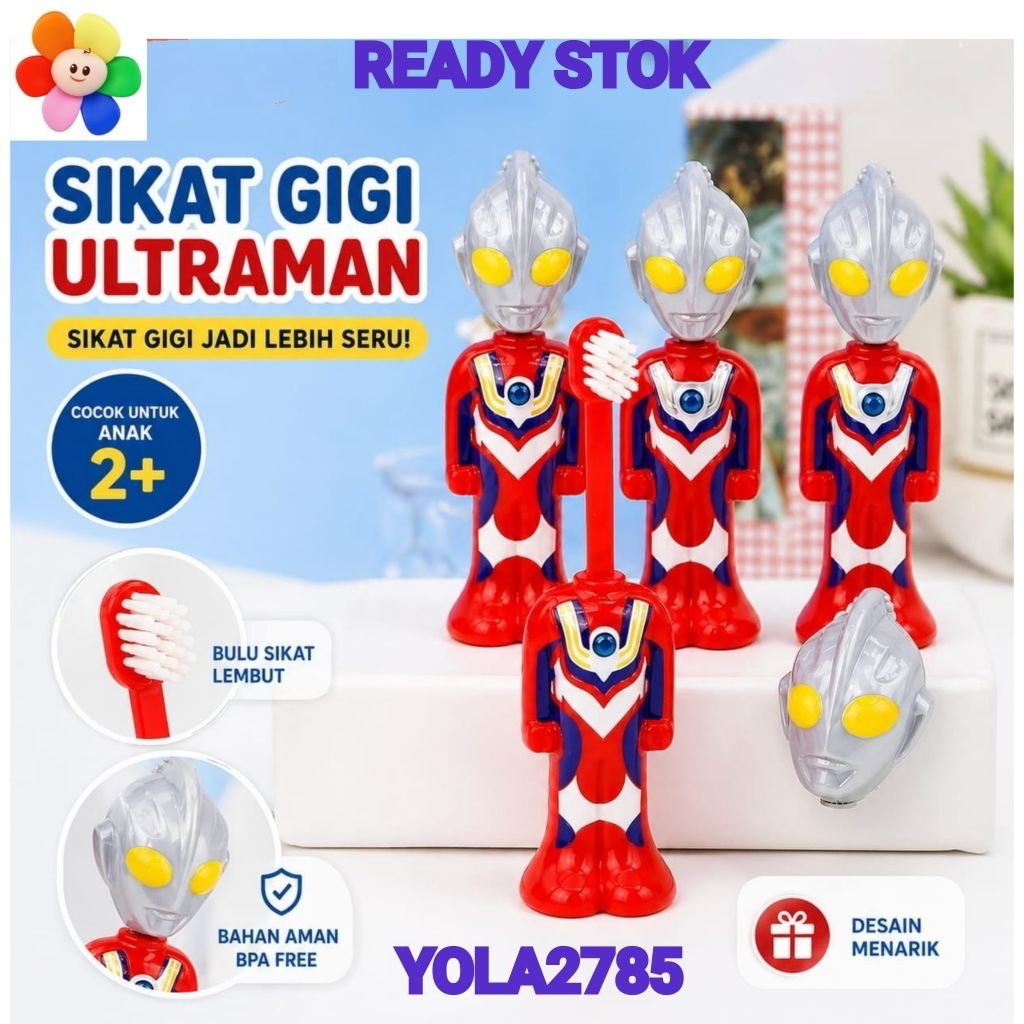 Sikat Gigi Anak Ultraman 2 in 1 dengan tutup Sikat Gigi Karakter