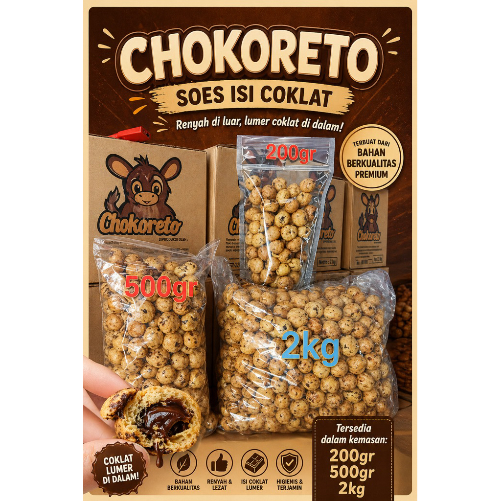 Soes chokoreto 2kg (Soes kering coklat lumer)