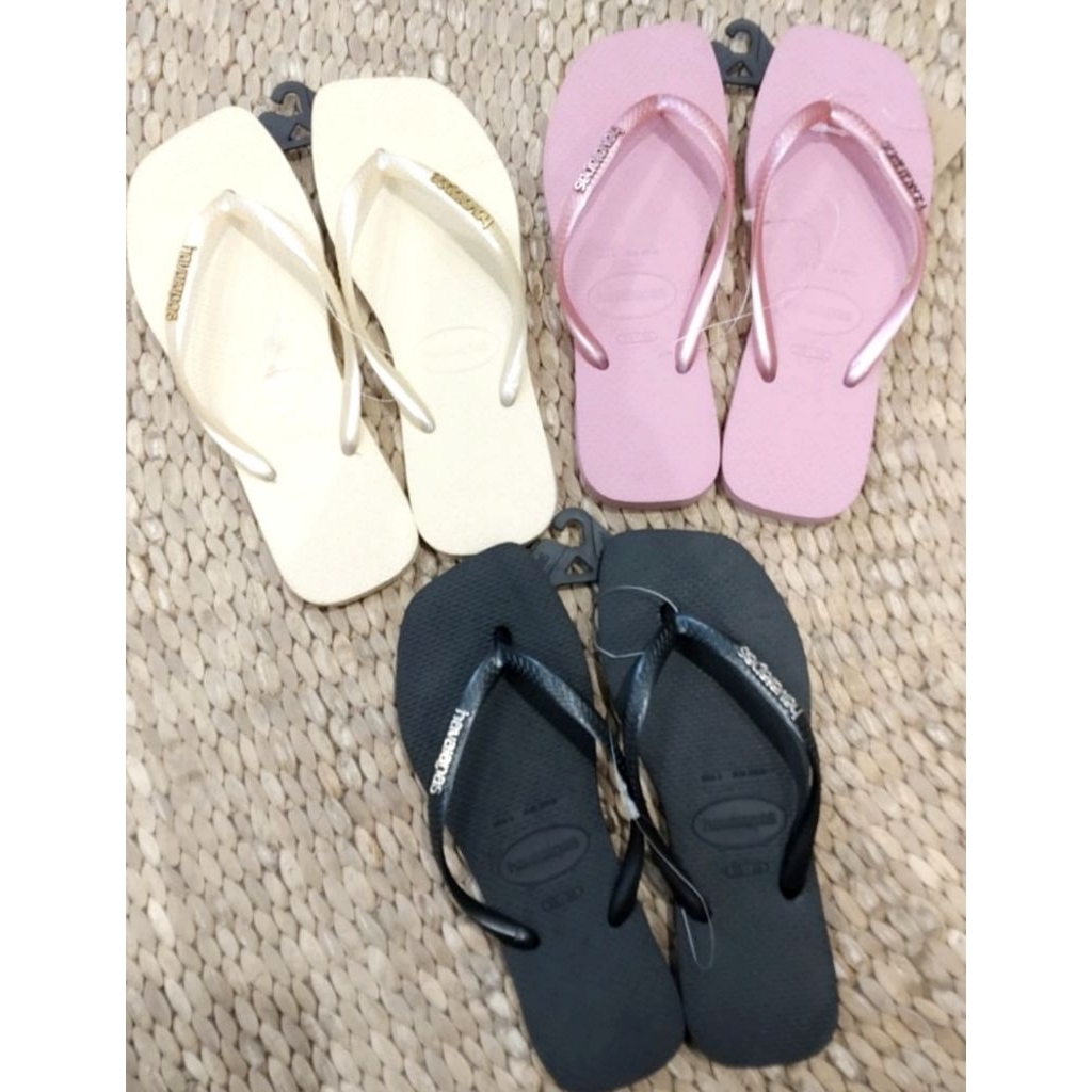 [Havaianas] Slim Square Logo Metallic Women Sandal