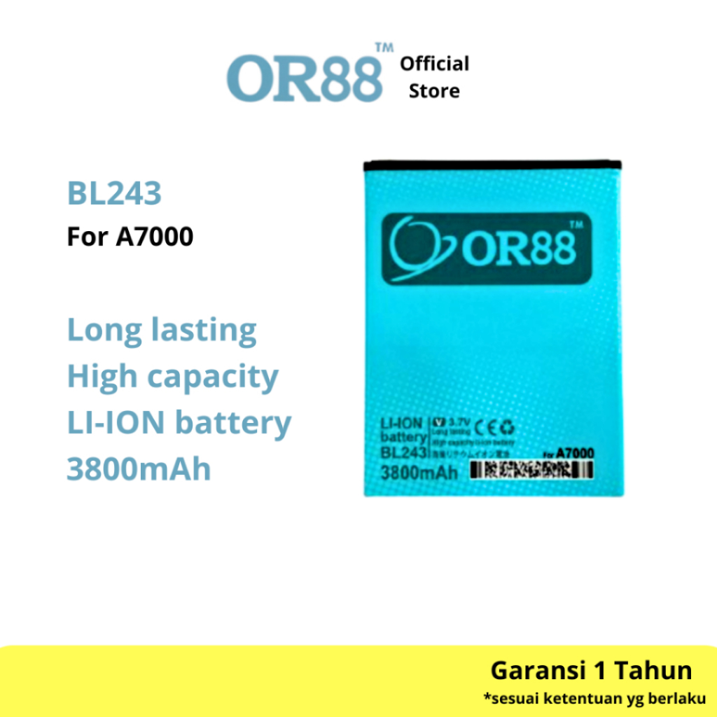 OR88 baterai batre battery Lenovo BL243 double power For A7000 / A7700 / A7700+ / A7700 plus / BL243