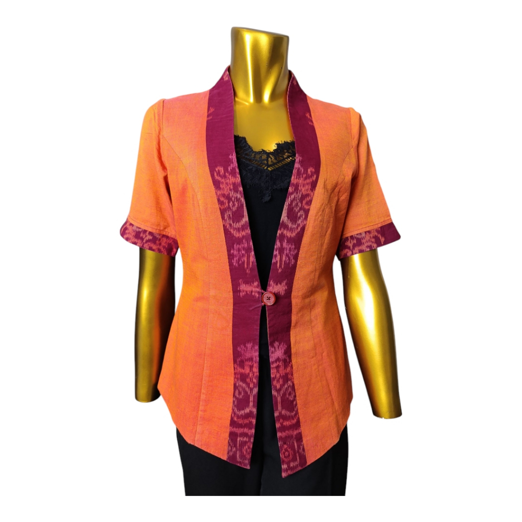 BATIK ENDEK ATASAN WANITA KHAS BALI WARNA ORANGE