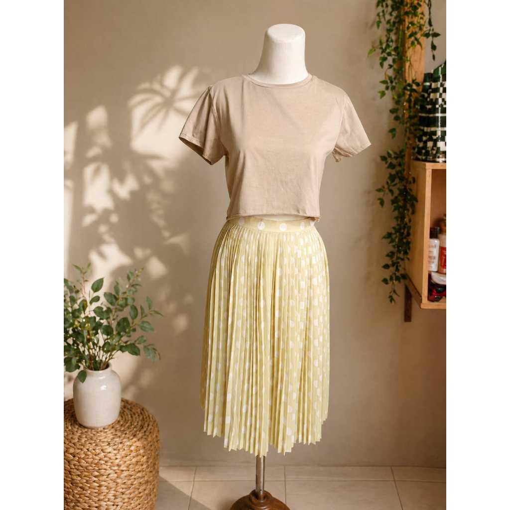Rok Plisket Midi Polkadot – Retro Playful Look