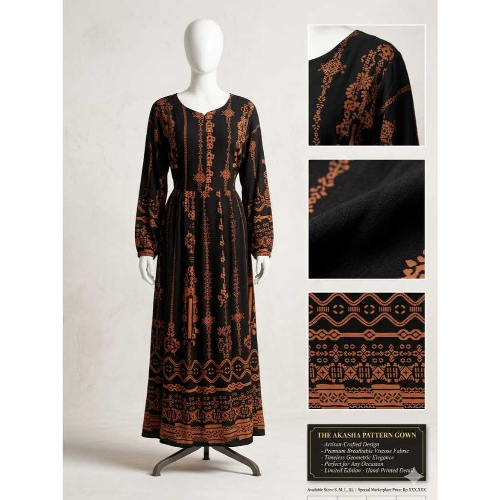 Gamis Batik Modern "Griya Pusaka" - Kombinasi Etnik & Elegan