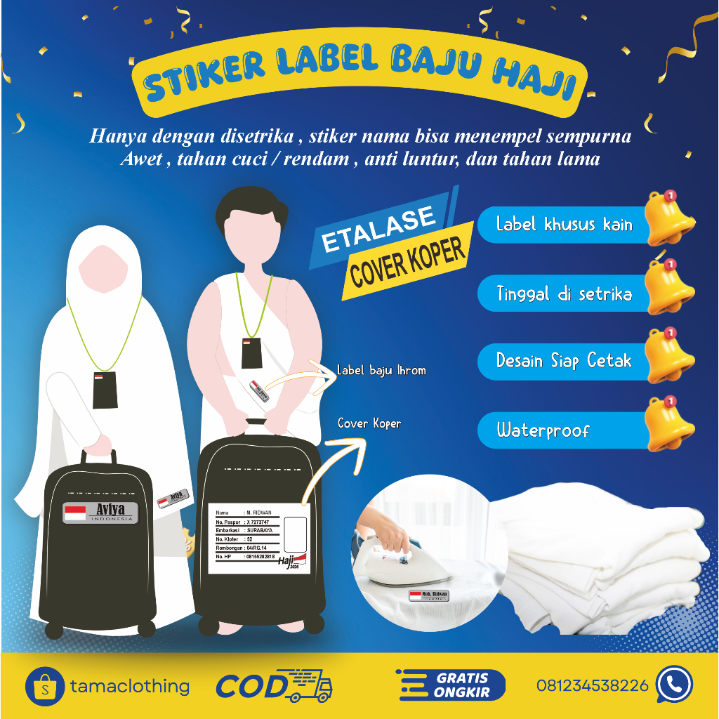 STIKER LABEL (COVER KOPER HAJI UMROH) // label identitas koper haji umroh.