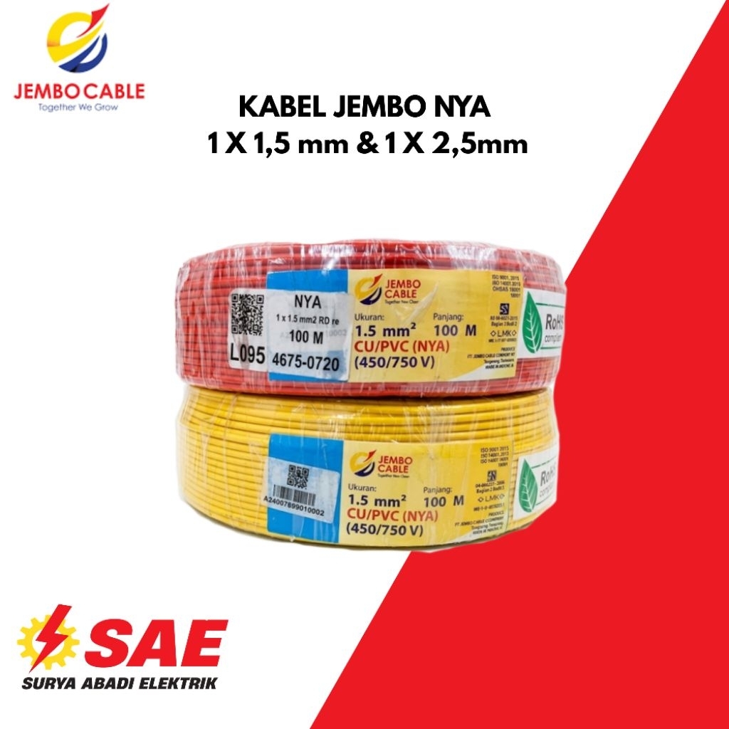 Kabel NYA Jembo 1 Meter 1x1,5 / 1x2,5 Kabel Jembo Kabel Metal NYA 1 x 1,5 / 1 x 2,5 mm