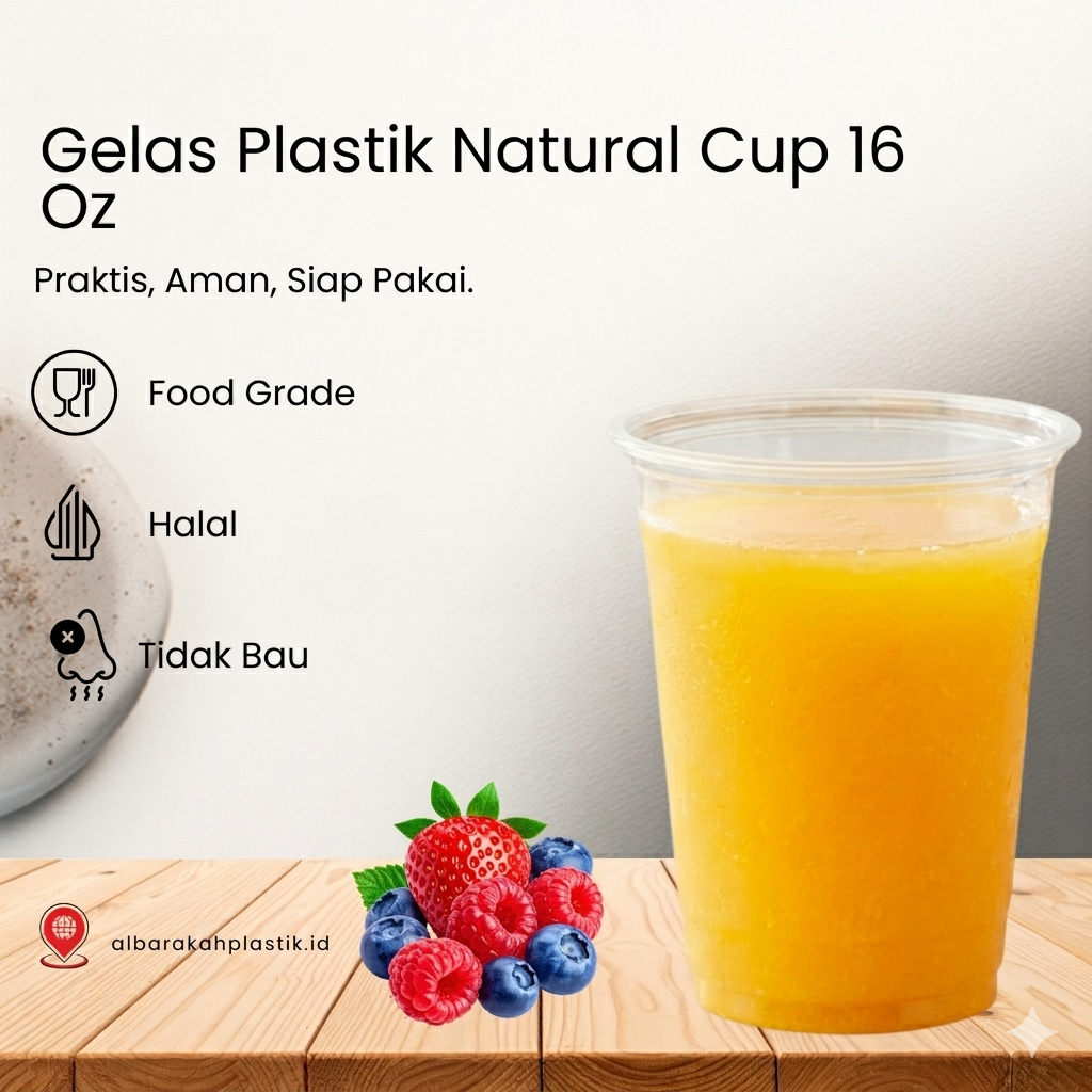 Gelas Plastik Natural RJM 16oz, 18oz, 22 oz (Isi 50) - Cup Jus Boba Pop Ice Bening & Ekonomis
