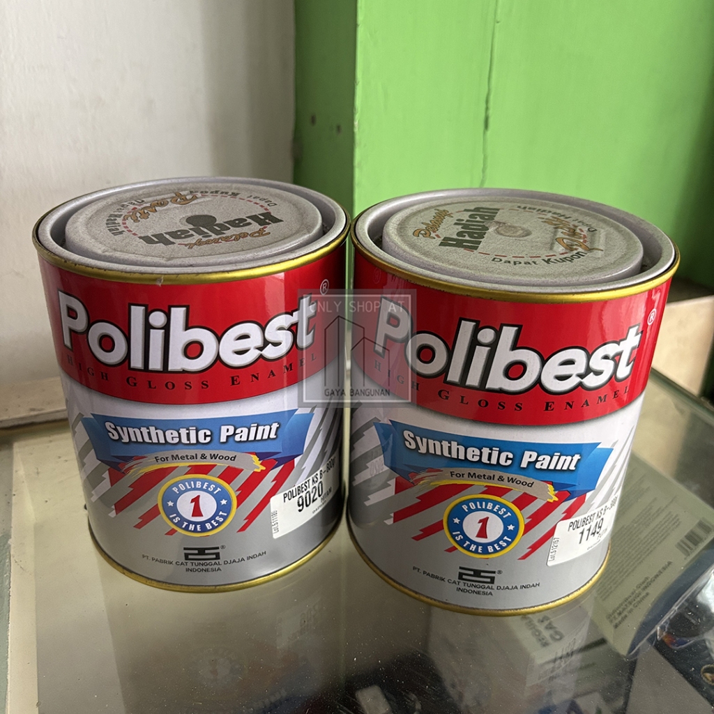 Cat Polibest 800 gr / Cat Kayu dan Besi Warna Hitam Putih 0.8 Kg