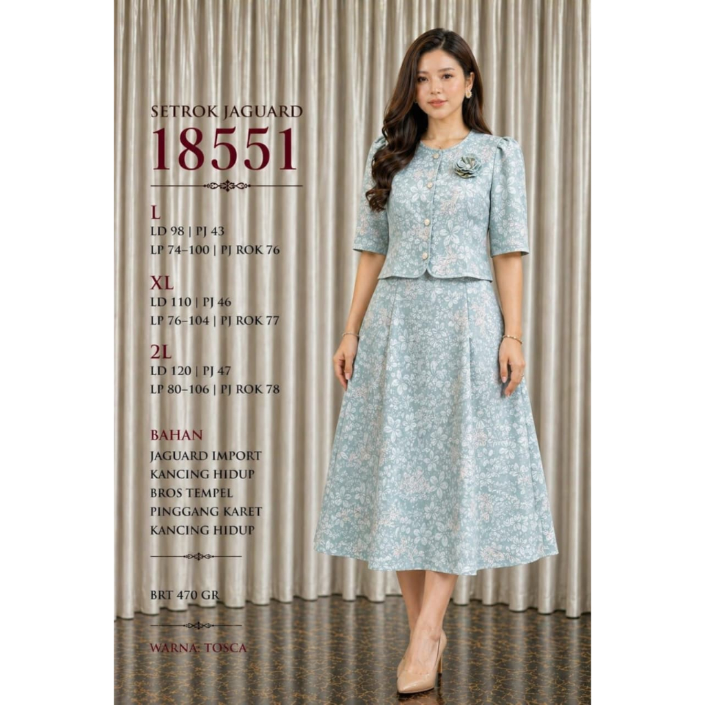 SET ROK WANITA DEWASA 18551 BAHAN JACQUARD TERSEDIA UKURAN STANDAR DAN JUMBO