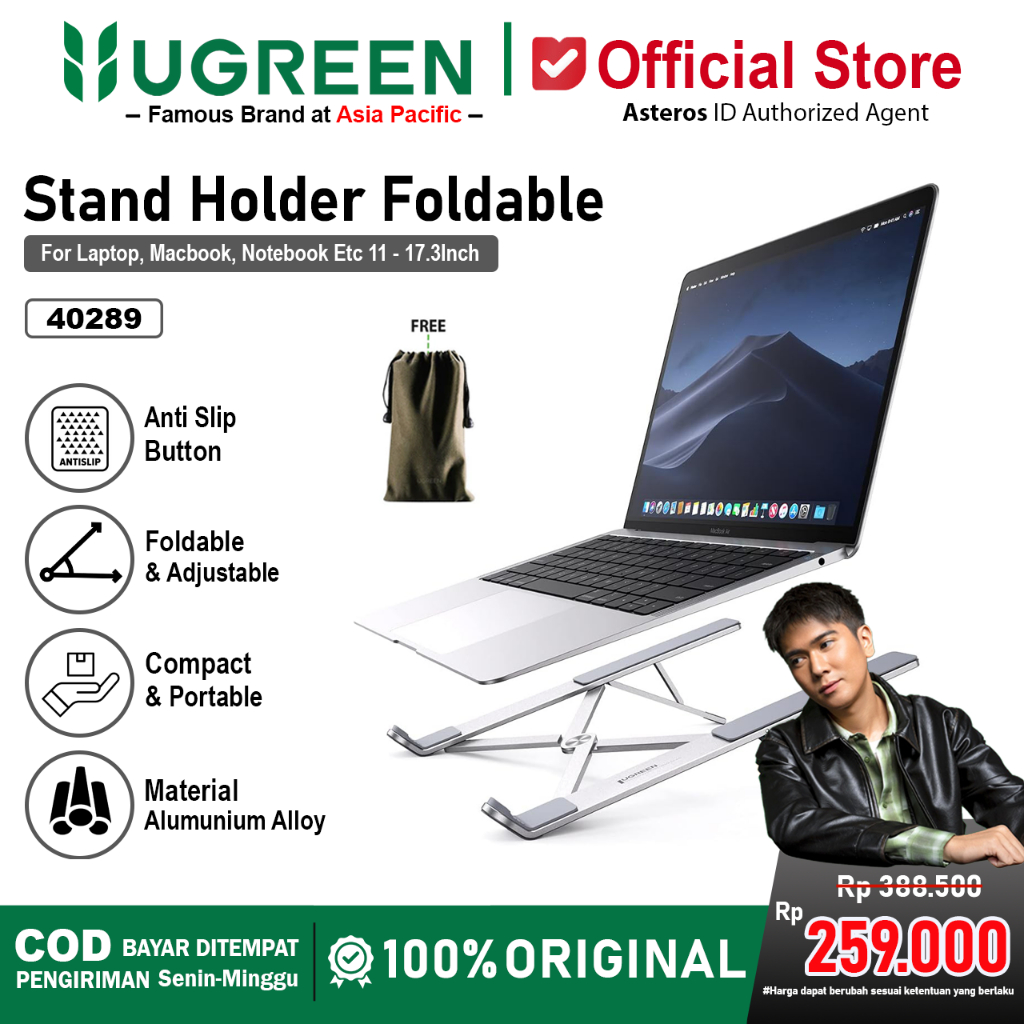 UGREEN Stand Holder Foldable Full Aluminum Dudukan Laptop iPad Macbook