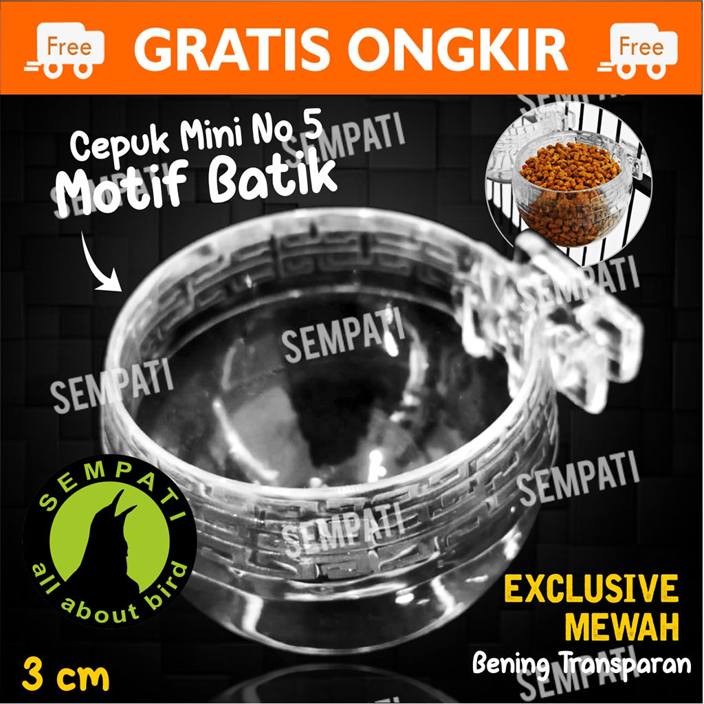SEMPATI Cepuk Burung Pleci Sogon Konin Ciblek No 5 Mini Emboss Batik Cepuk Wadah Pakan Minum Burung 