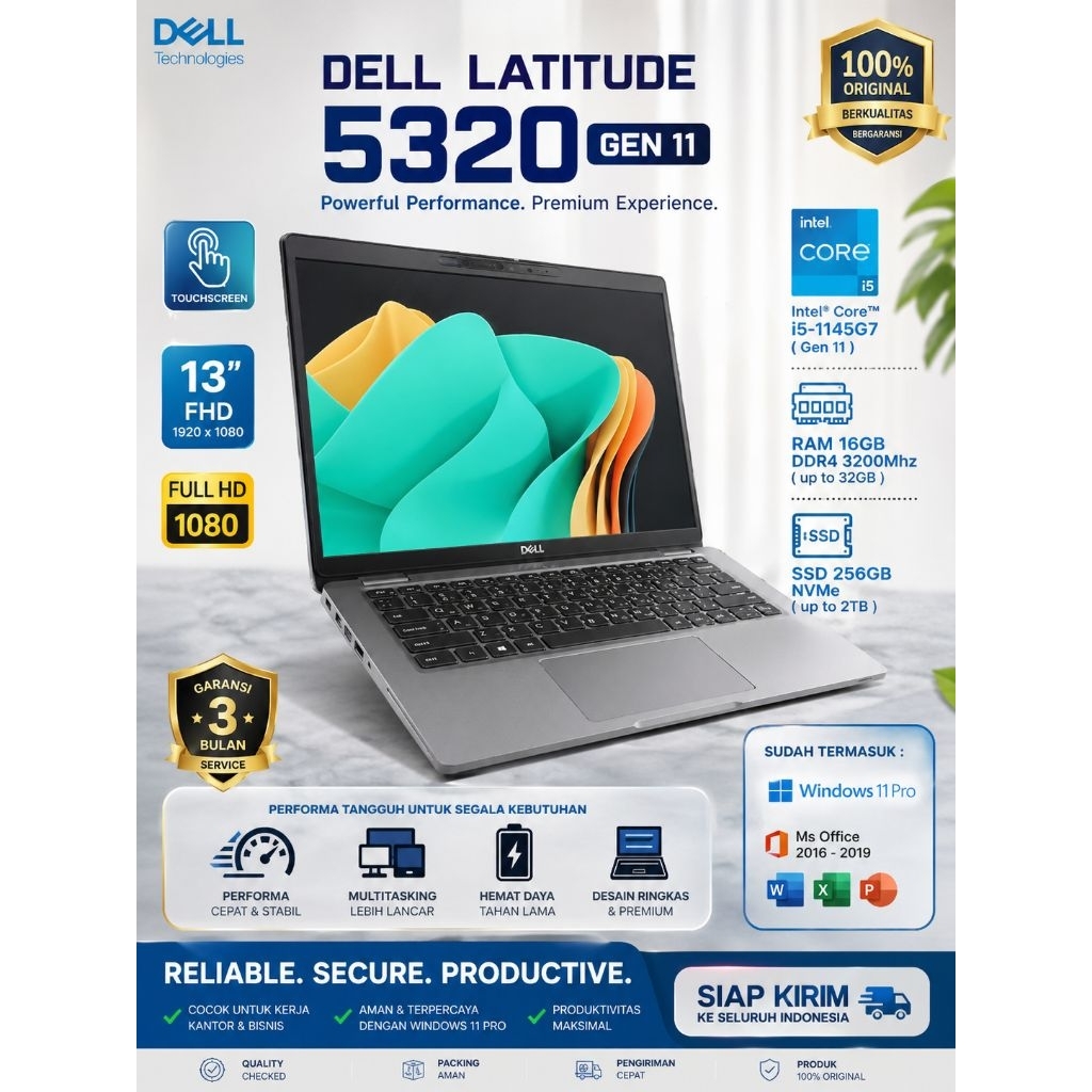 DIJUAL LAPTOP MURAH SPEK TINGGI DELL LATTITUDE 5320 CORE i5 GEN 11