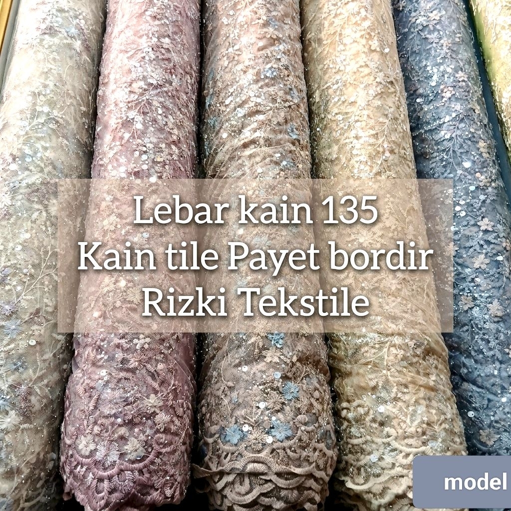 Kain tile payet bordir premium/Kain tile payet bordir mewah