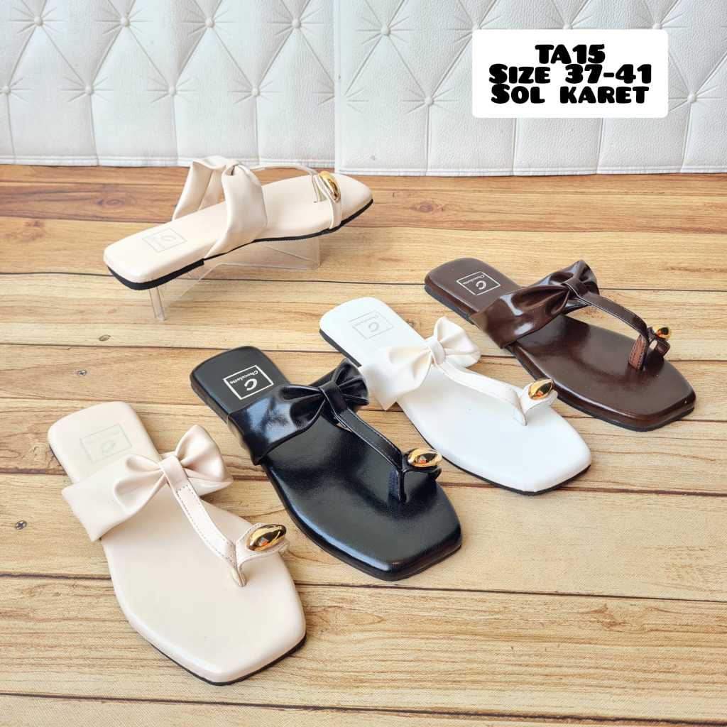 ABSshoes TA 15 flat shoes s wanita sandal datar jempol laviola 1cm